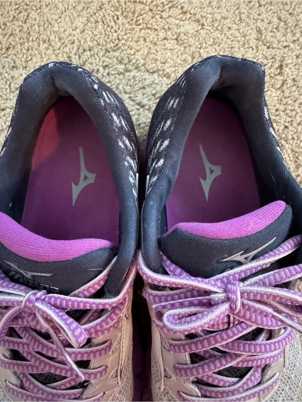 Mizuno Women's Silver and Purple Athletic Running Shoes